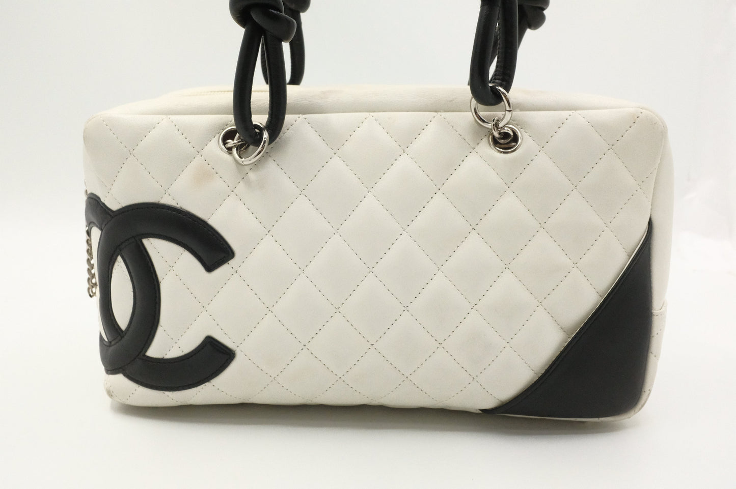 Chanel Cambon Bowling MatelassÃ© White Leather Handbag