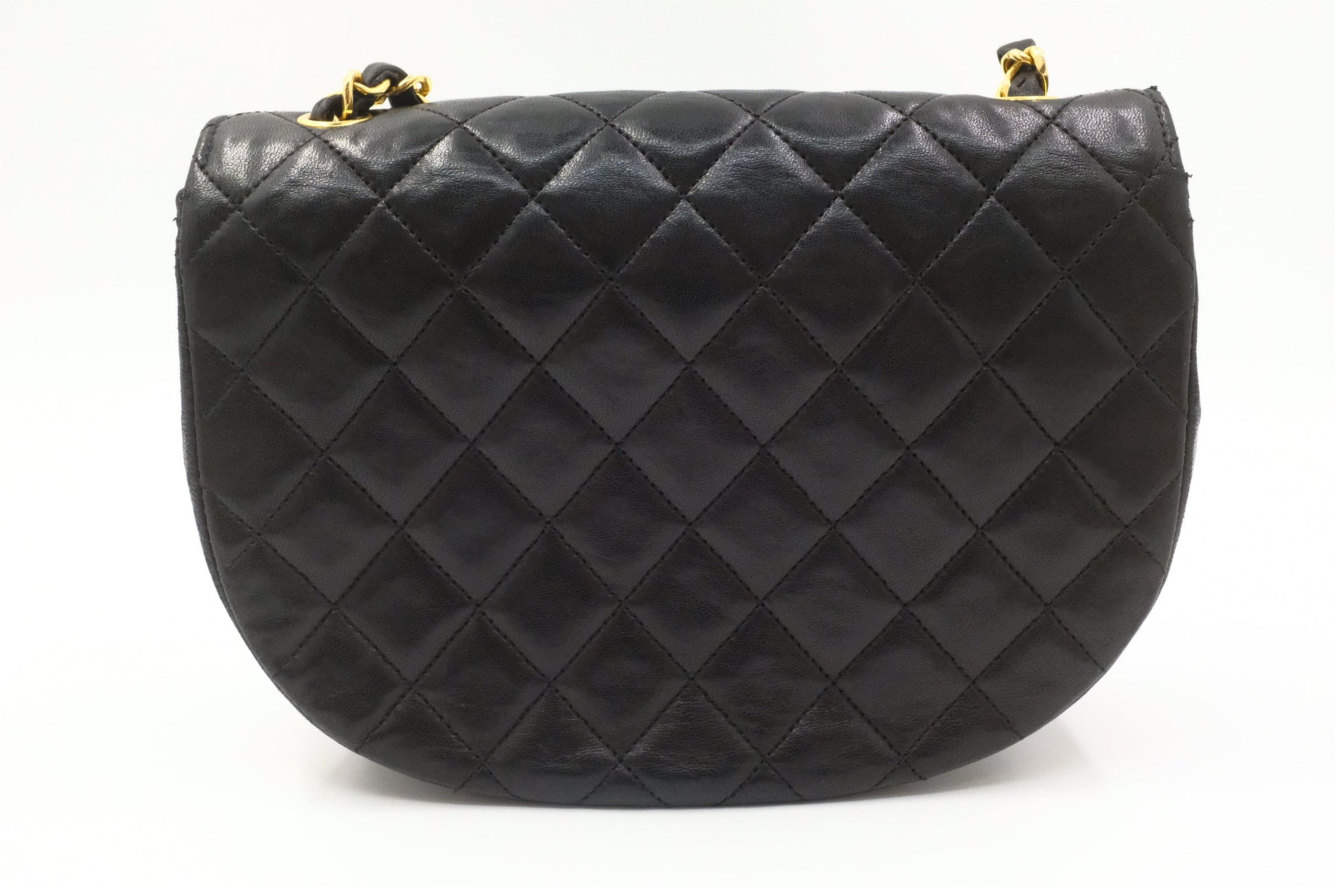 Chanel Round Flap MatelassÃ© Black Small Leather Handbag
