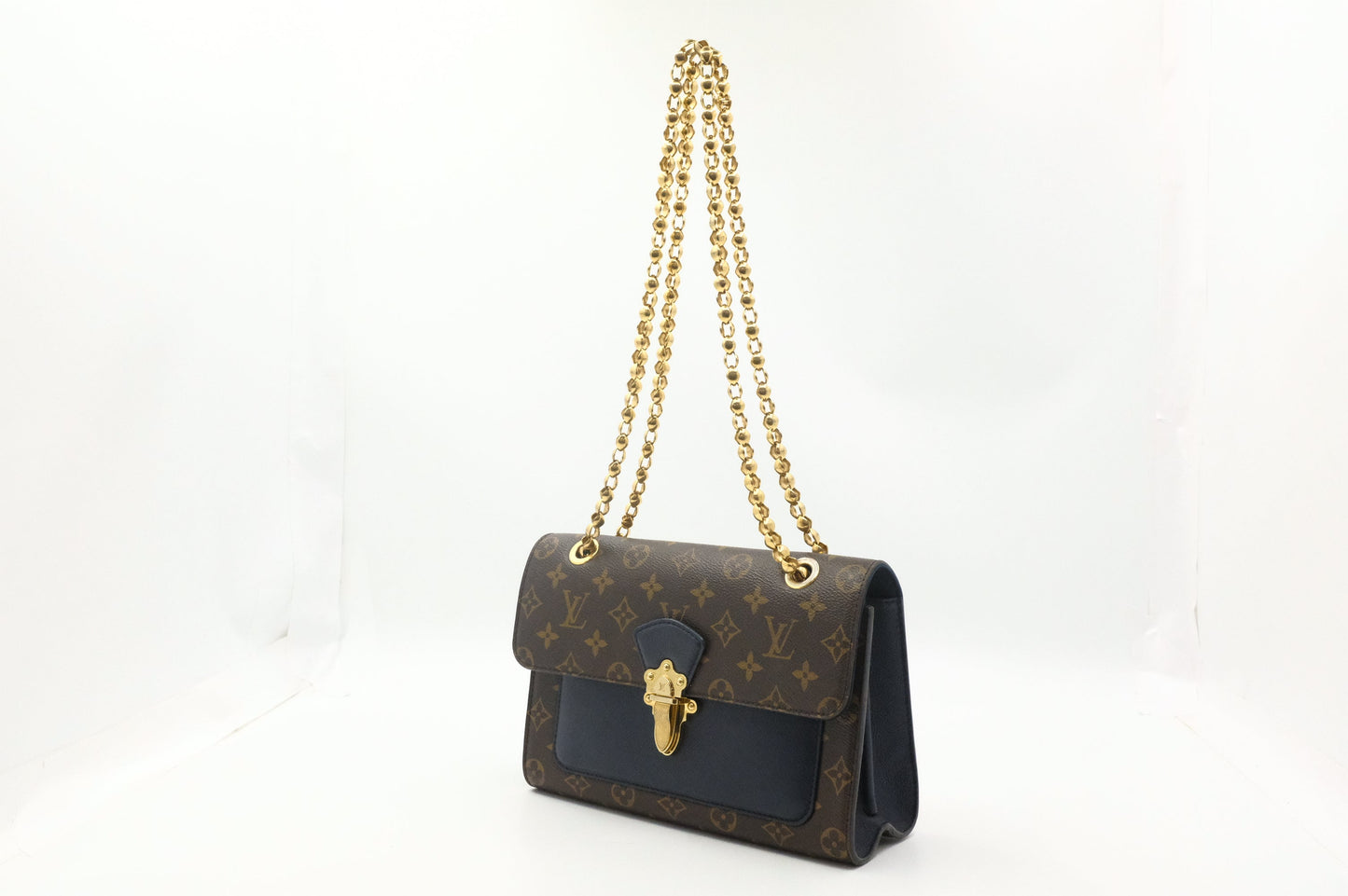 Louis Vuitton Victoire & Monogram Blue Canvas Leather Handbag