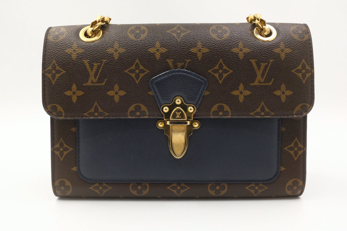 Louis Vuitton Victoire & Monogram Blue Canvas Leather Handbag