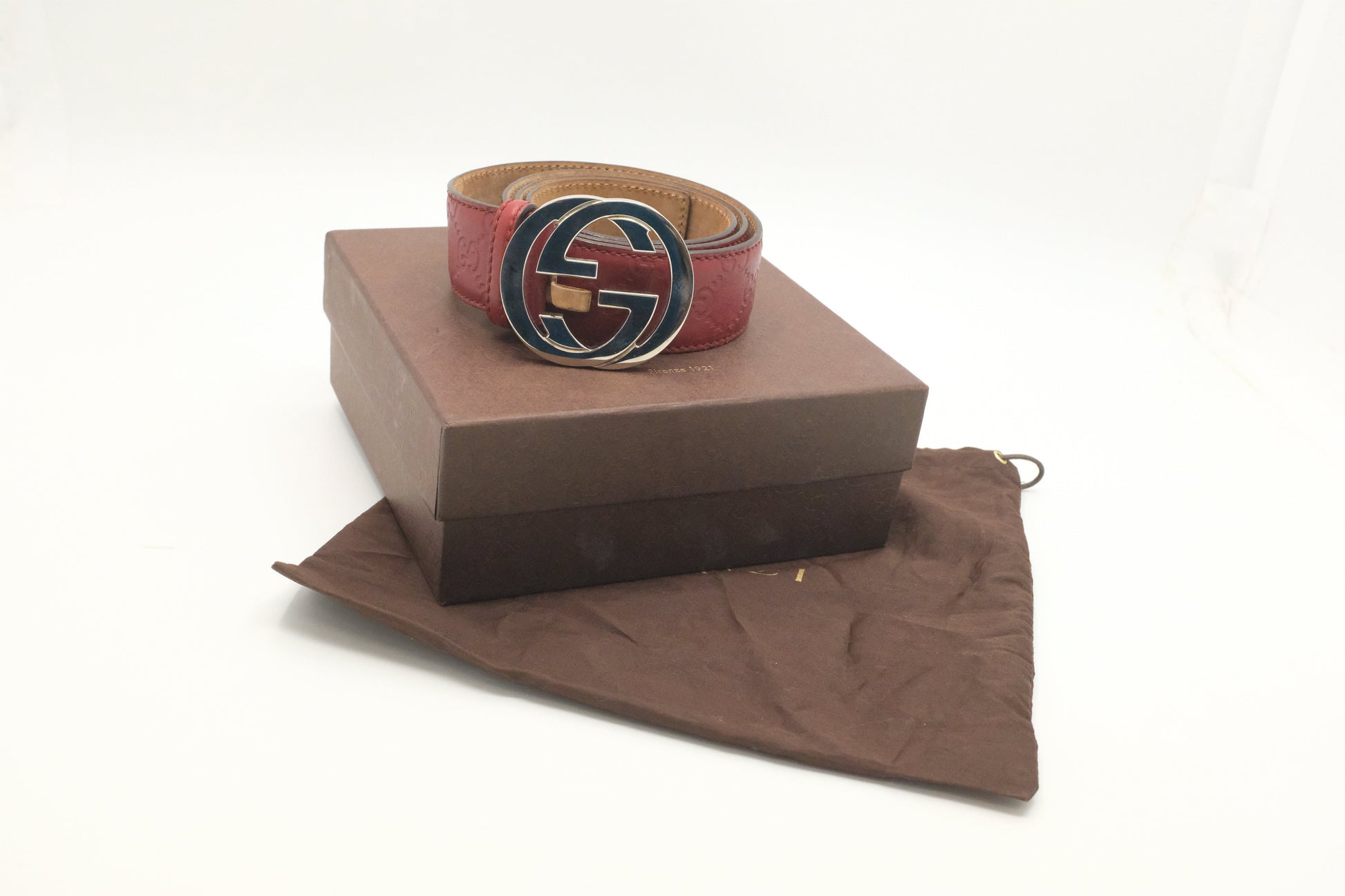 Gucci Guccissima Leather Red Belt
