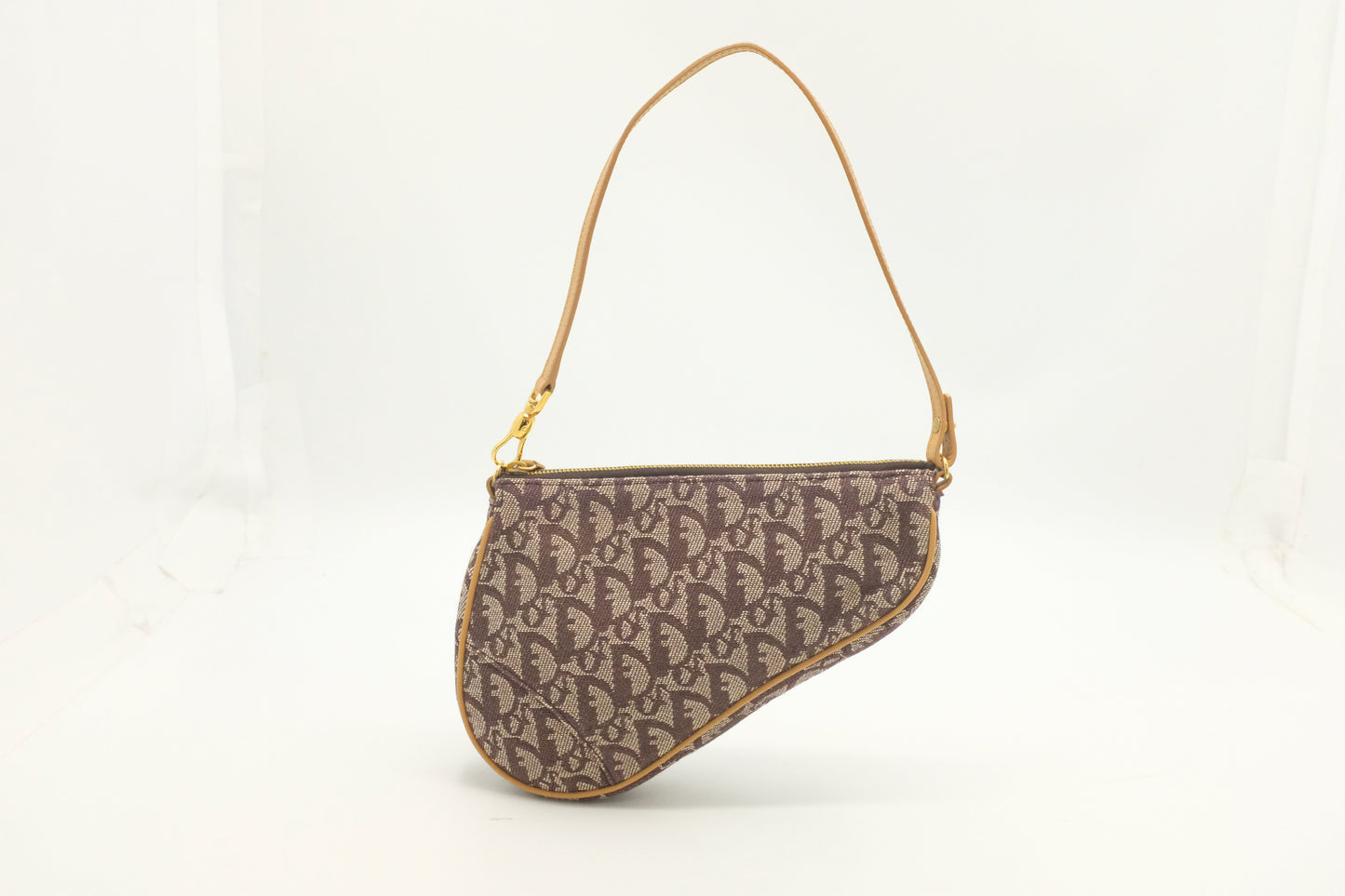 Dior Saddle Pouch In Oblique Handbag Canvas Brown Travel Bag
