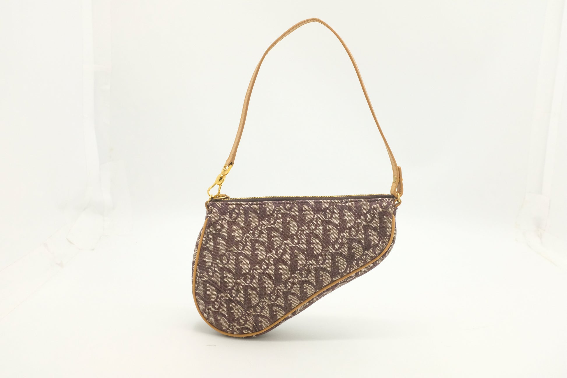 Dior Saddle Pouch In Oblique Handbag Canvas Brown Travel Bag