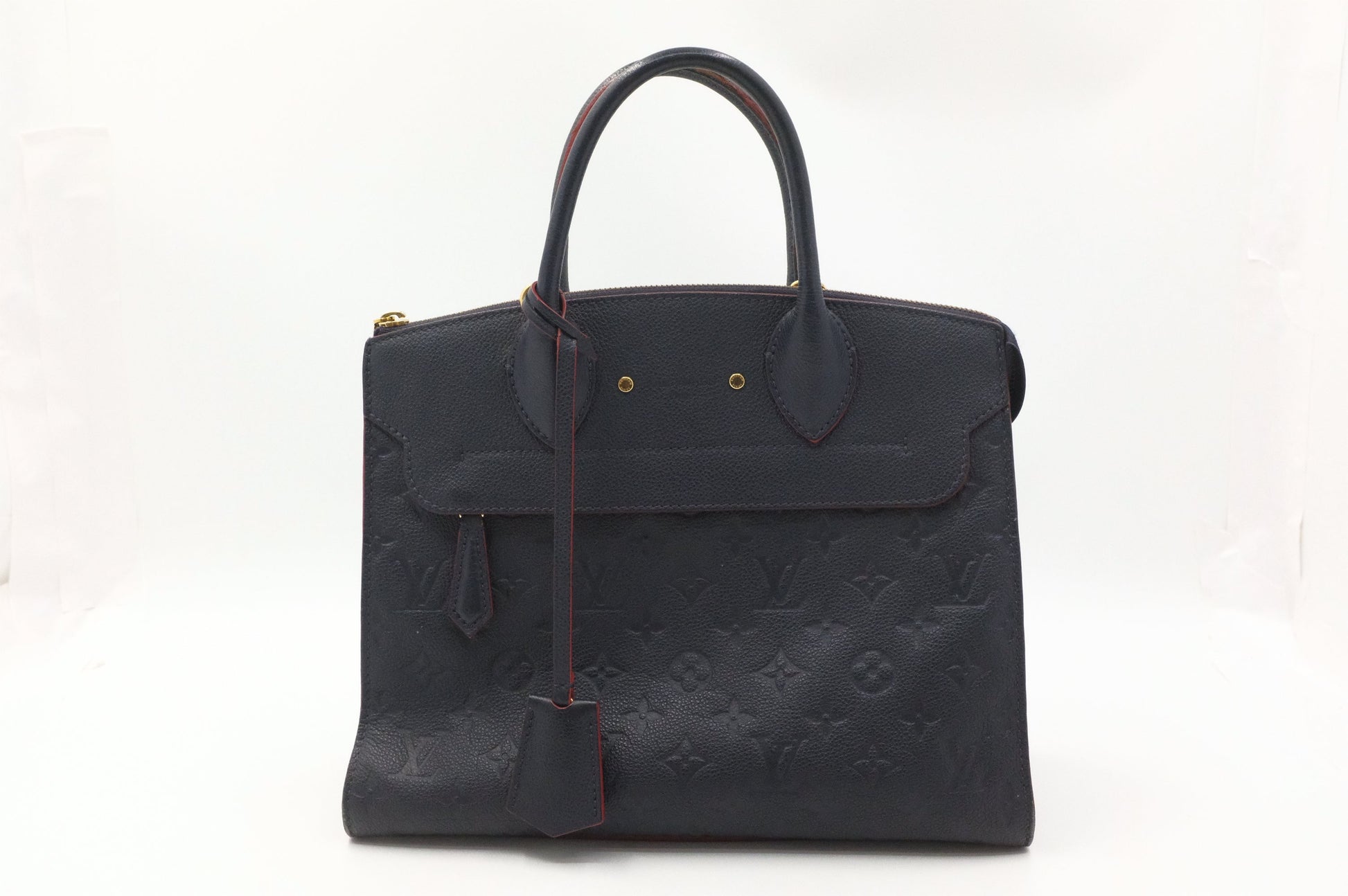 Louis Vuitton Pont Neuf Navy Blue Leather Empreinte Handbag