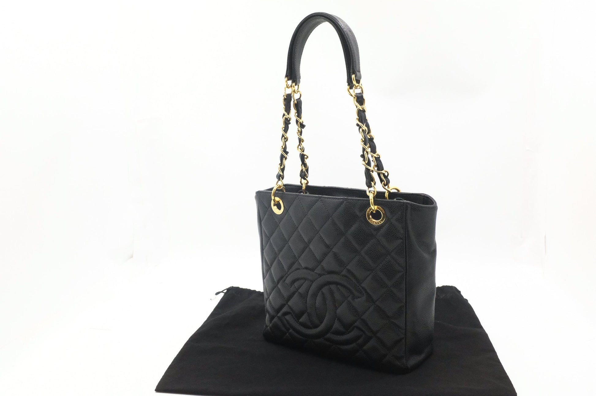 Chanel PST Caviar Black Leather Shoulder Bag