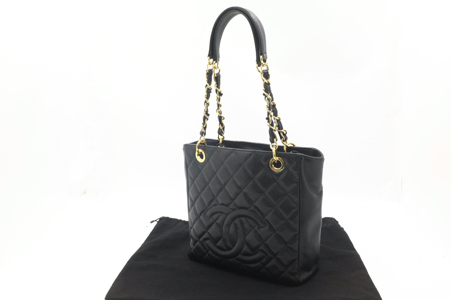 Chanel PST Caviar Black Leather Shoulder Bag
