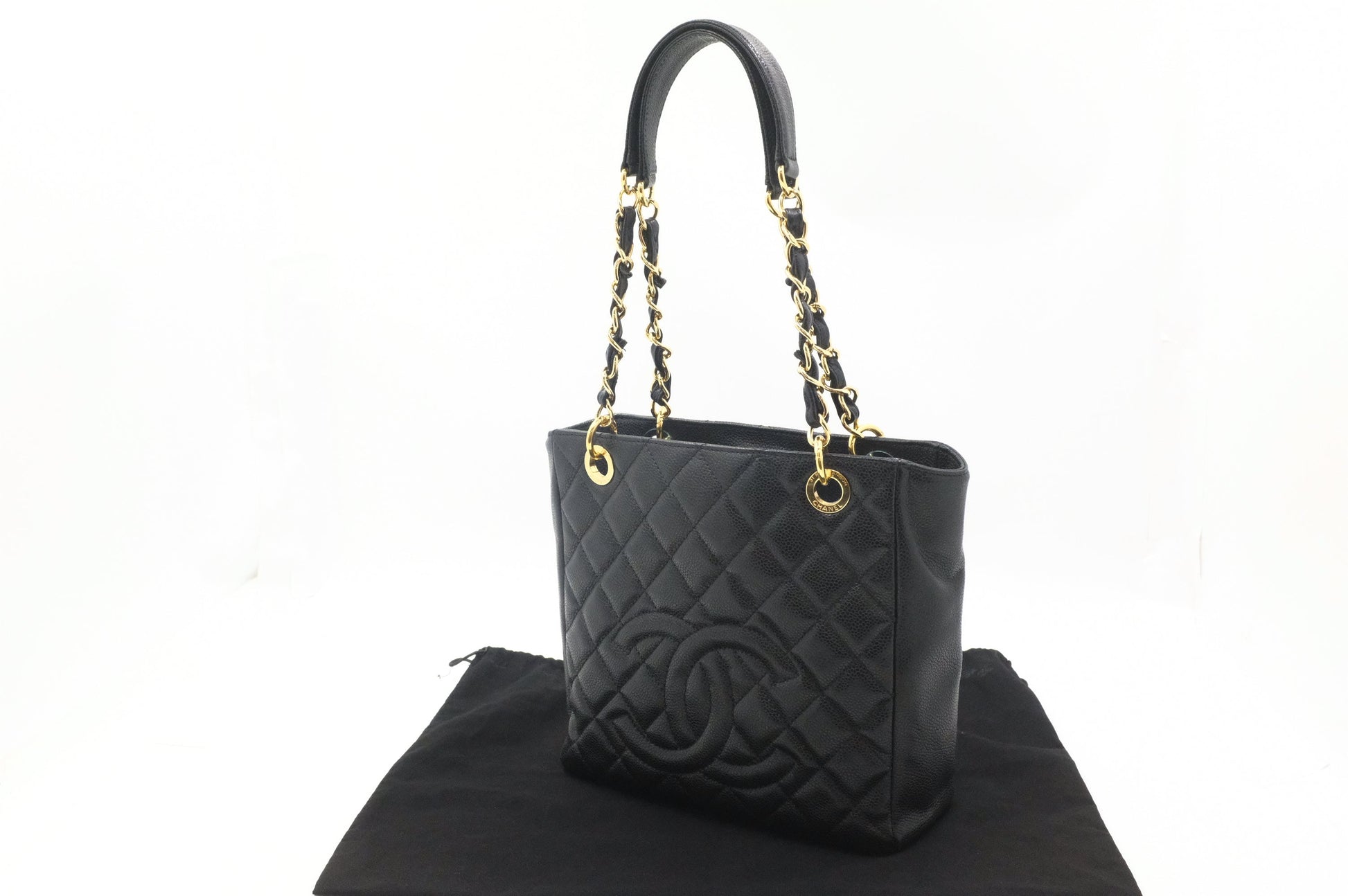 Chanel PST Caviar Black Leather Shoulder Bag
