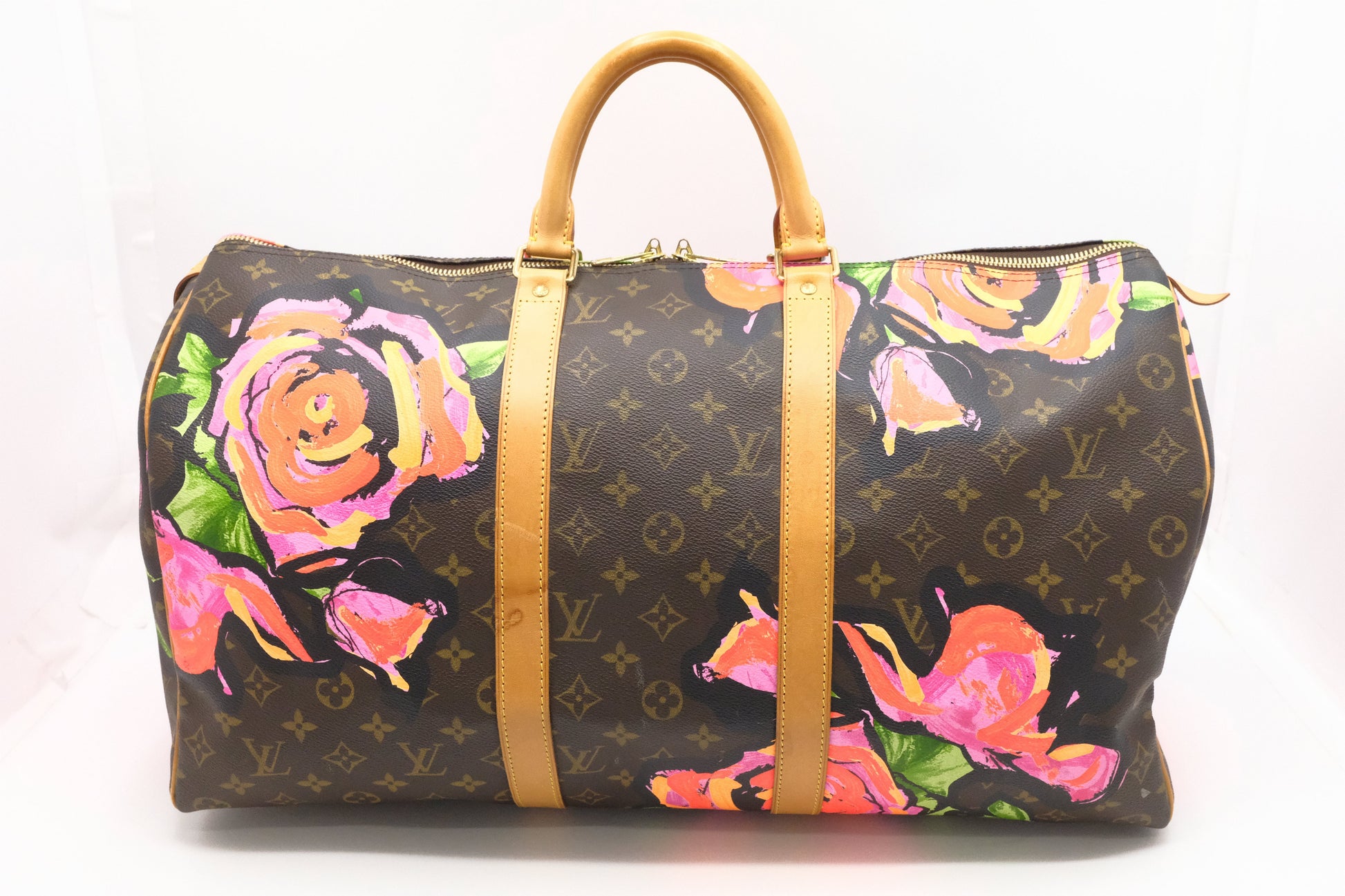 Louis Vuitton x Stephen Spro Keepall 50 Roses Monogram Canvas Travel Bag