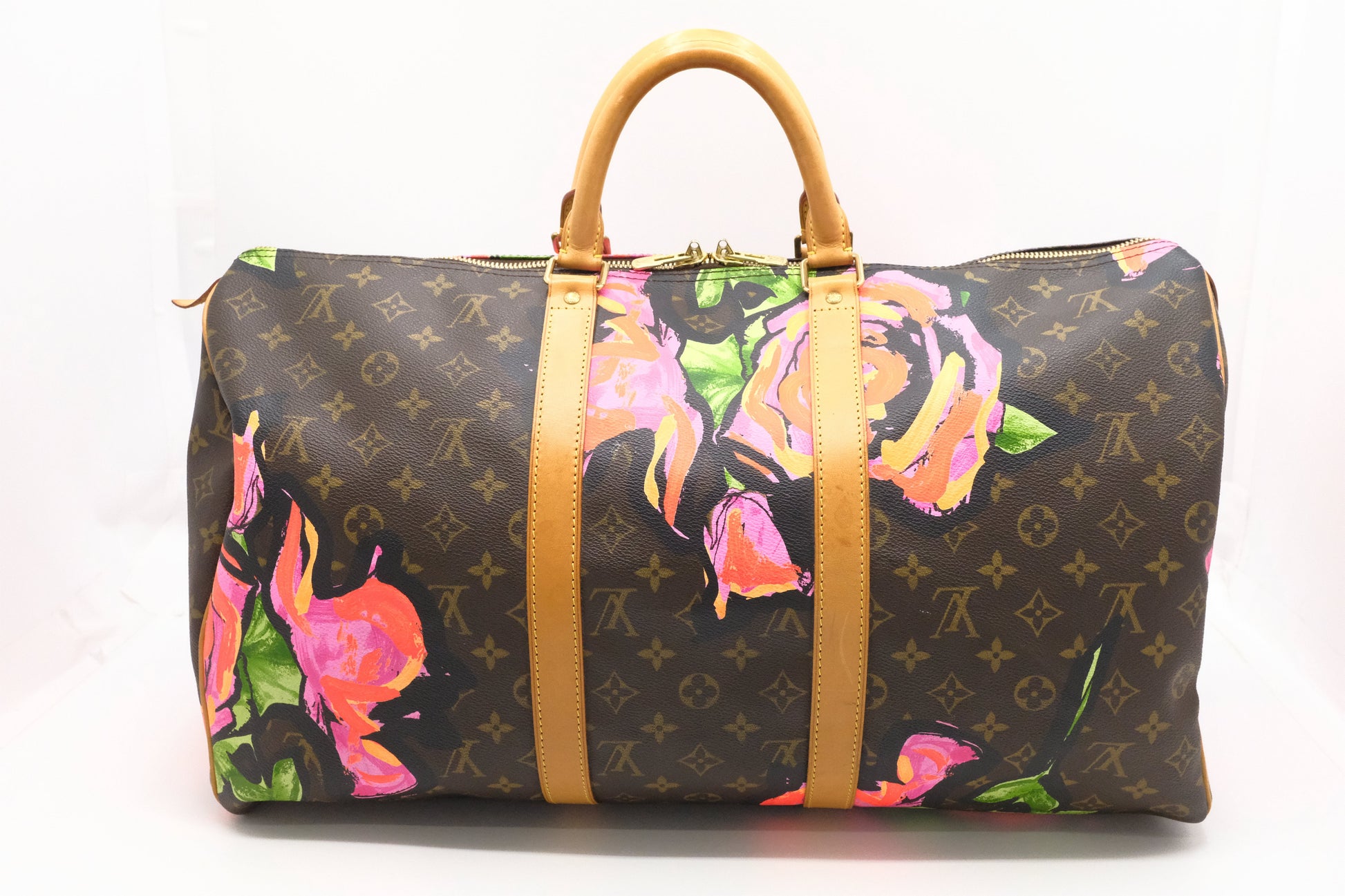 Louis Vuitton x Stephen Spro Keepall 50 Roses Monogram Canvas Travel Bag