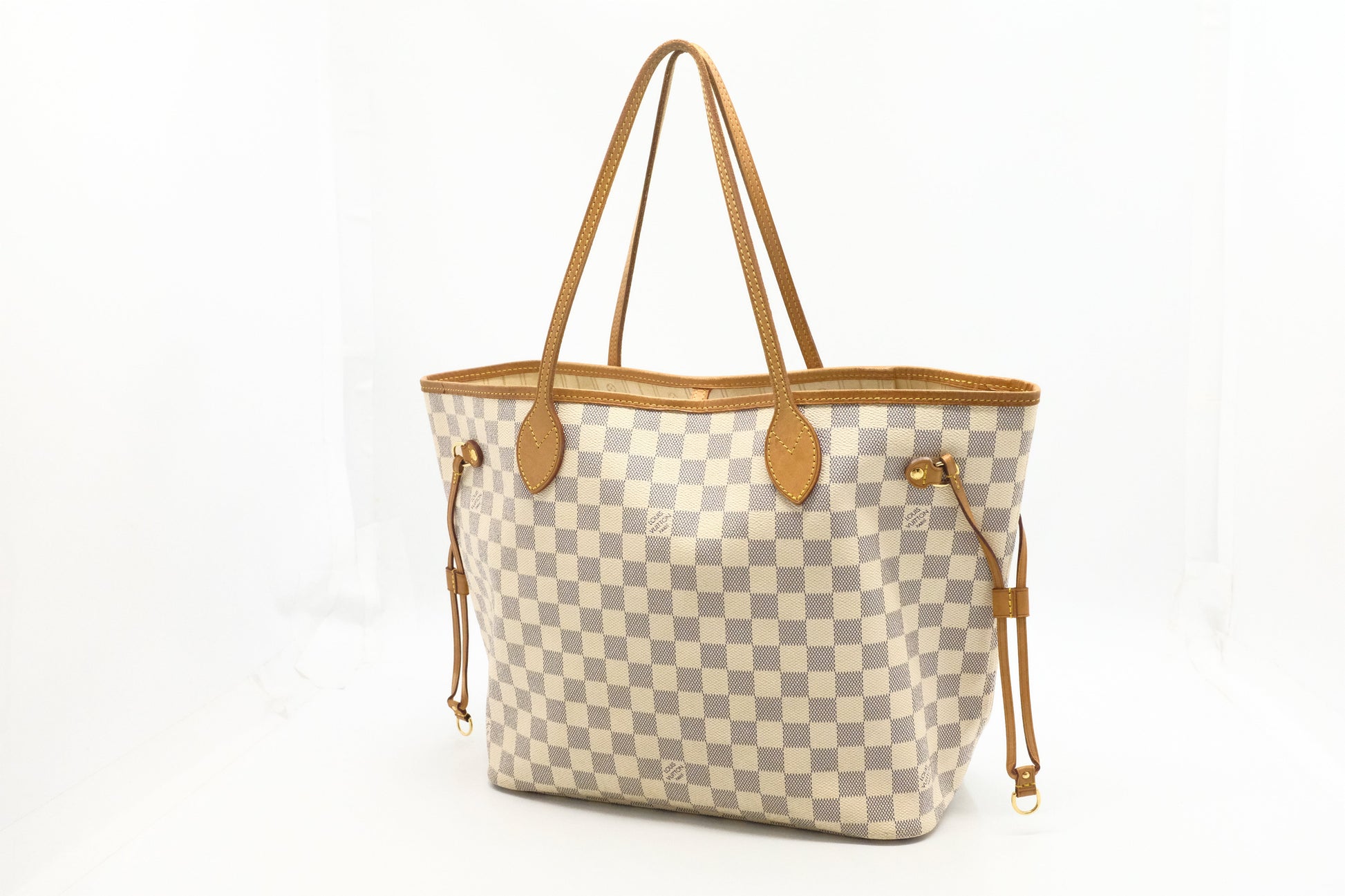 Louis Vuitton Neverfull MM Azur Damier Canvas Tote Bag