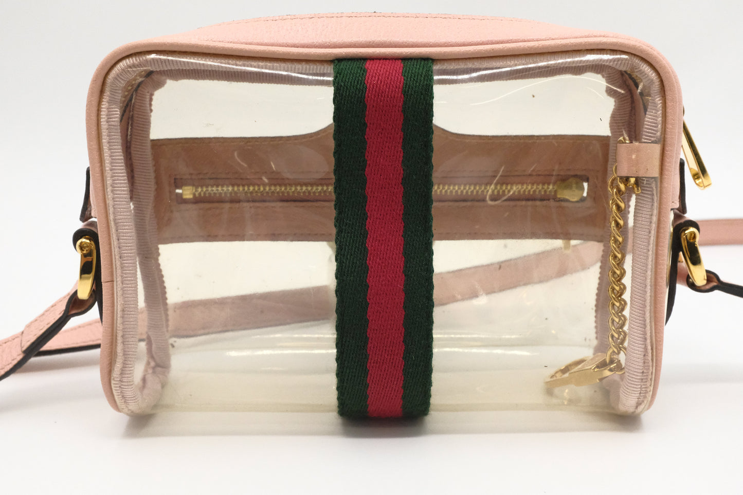 Gucci Ophidia Clear Vinyl & Leather Pink Crossbody Bag