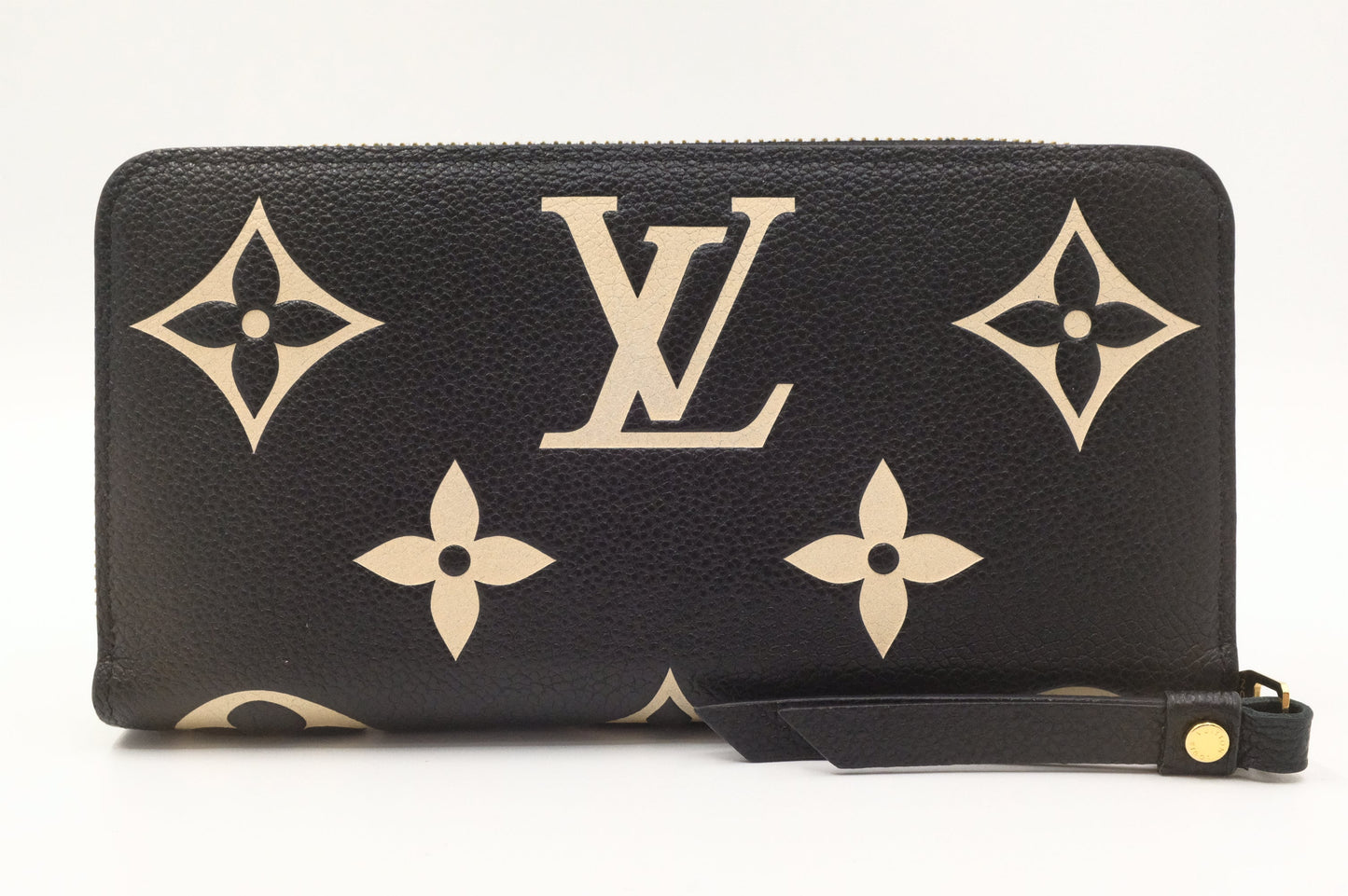 Louis Vuitton Long Zippy Bicolor Empreinte Leather Black Beige Wallet Case