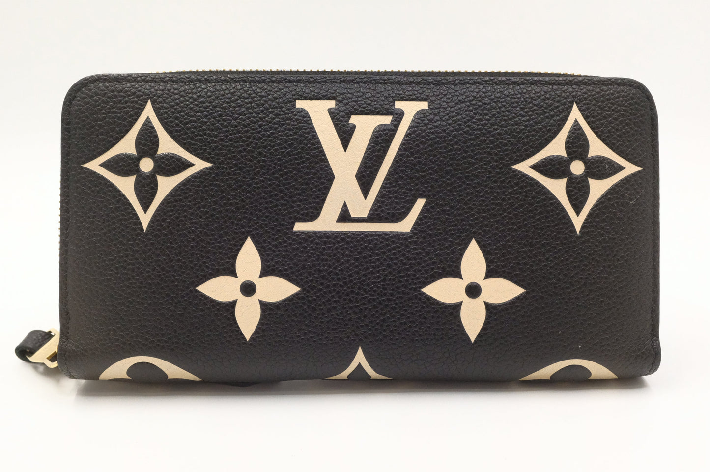 Louis Vuitton Long Zippy Bicolor Empreinte Leather Black Beige Wallet Case