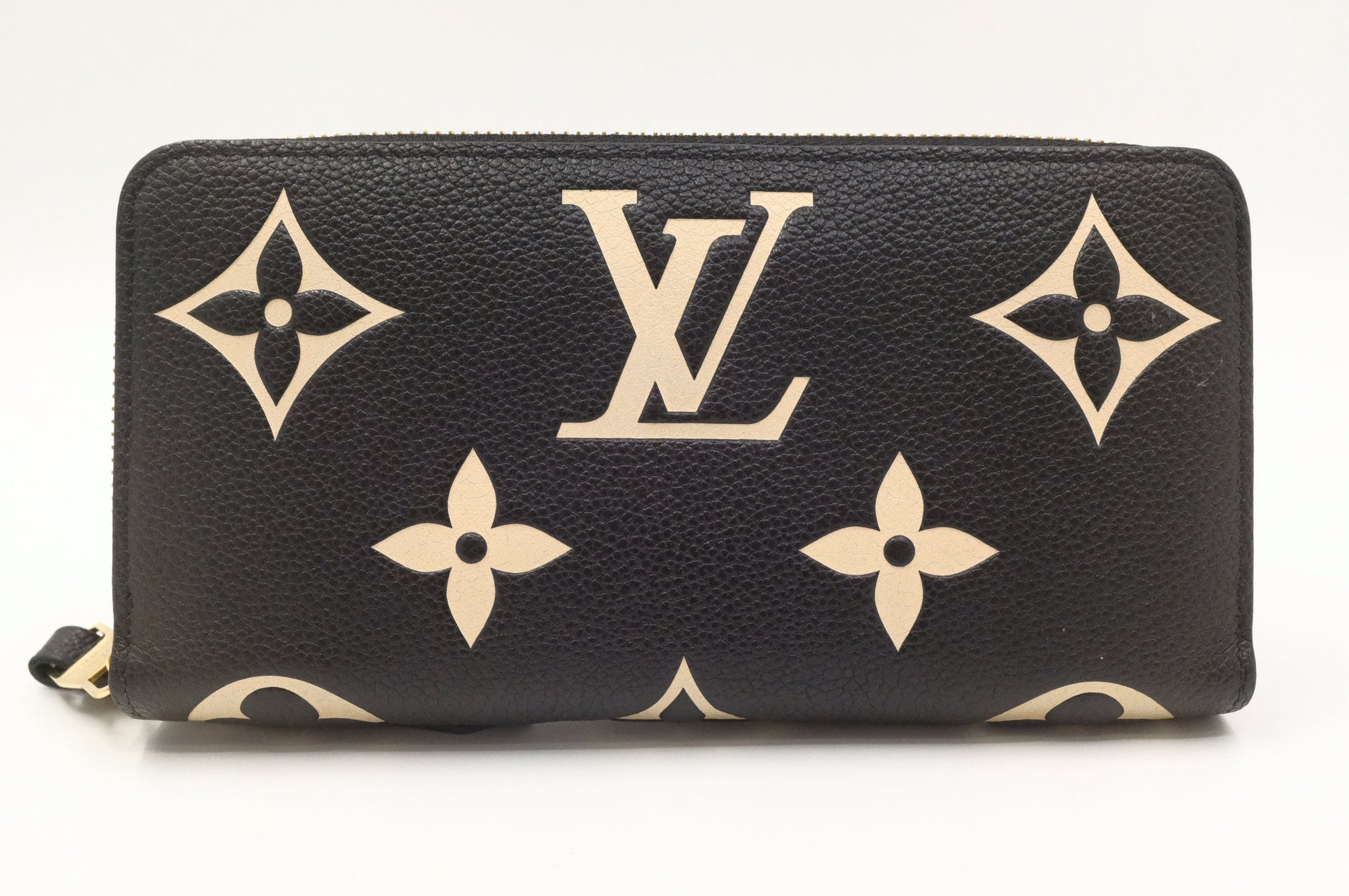 Louis Vuitton Long Zippy Bicolor Empreinte Leather Black Beige Wallet Case