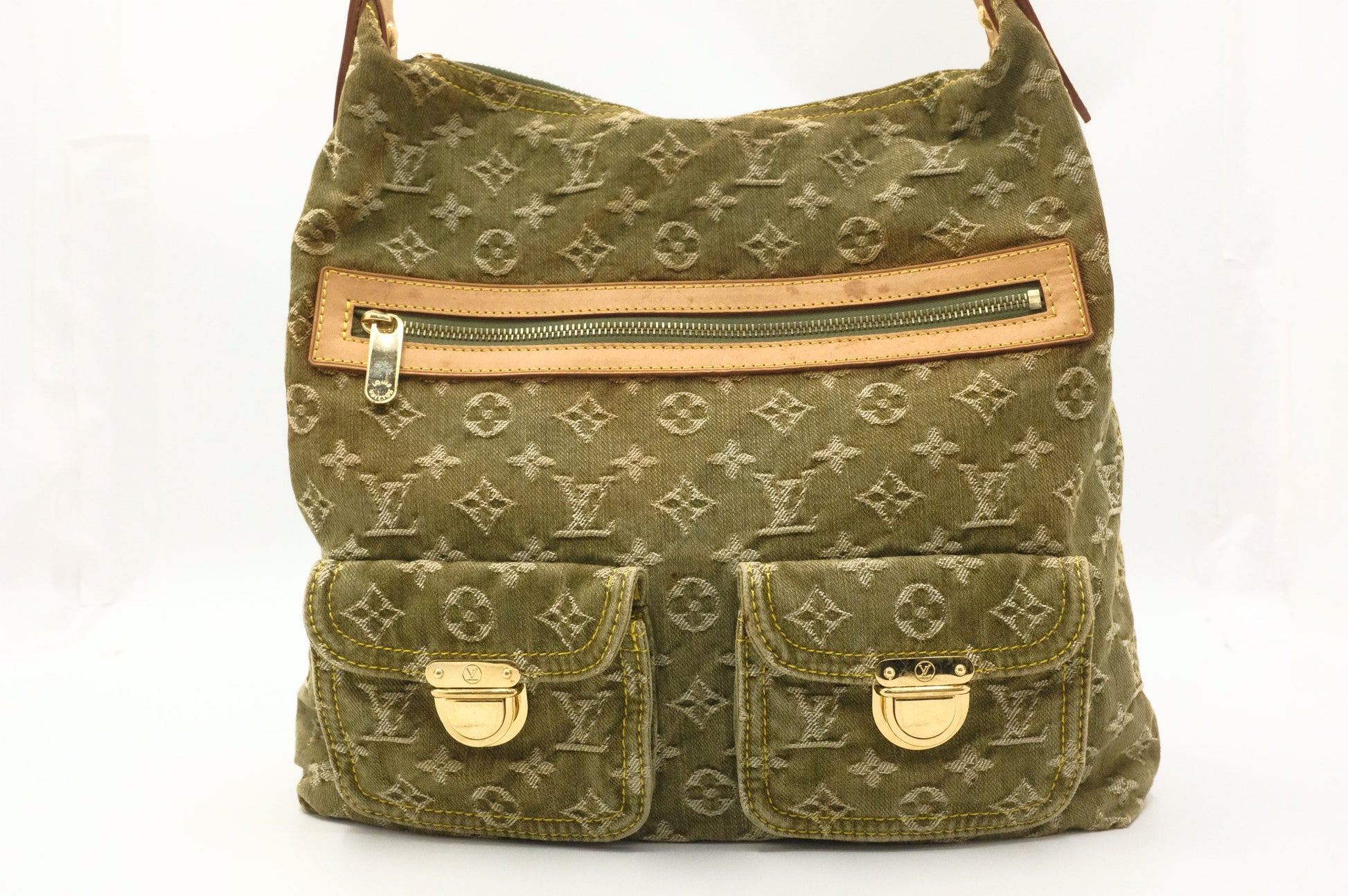 Louis Vuitton Baggy GM Khaki Denim Monogram Handbag