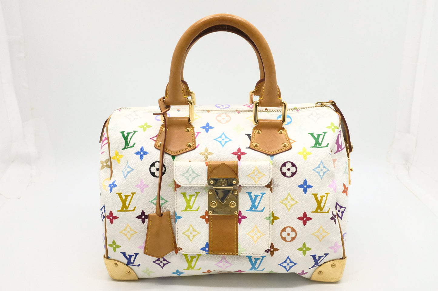 Louis Vuitton Speedy 30 Monogram Multicolor White Canvas Handbag