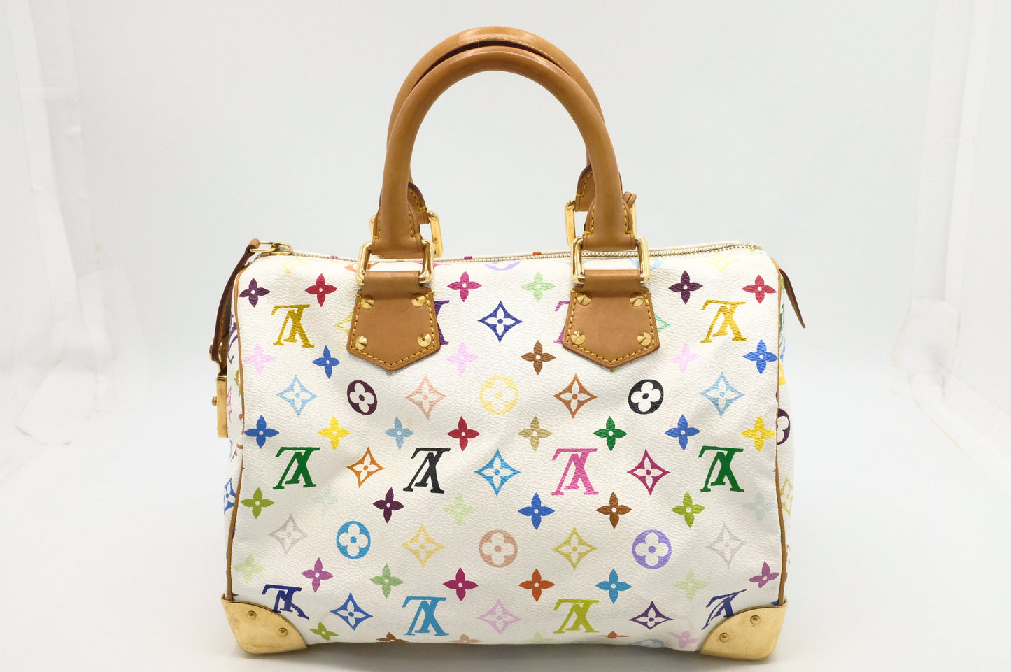 Louis Vuitton Speedy 30 Monogram Multicolor White Canvas Handbag