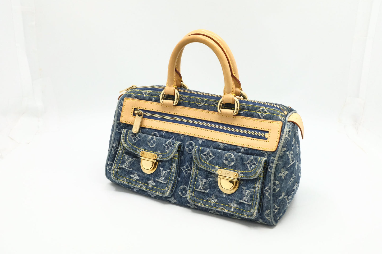 Louis Vuitton Neo Speedy Denim Monogram Handbag Denim 2