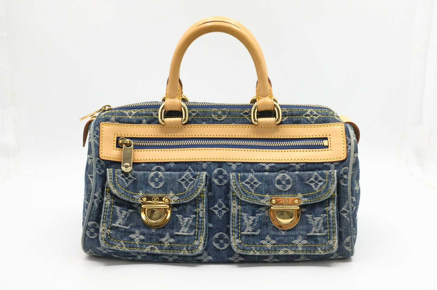Louis Vuitton Neo Speedy Denim Monogram Handbag Denim 2