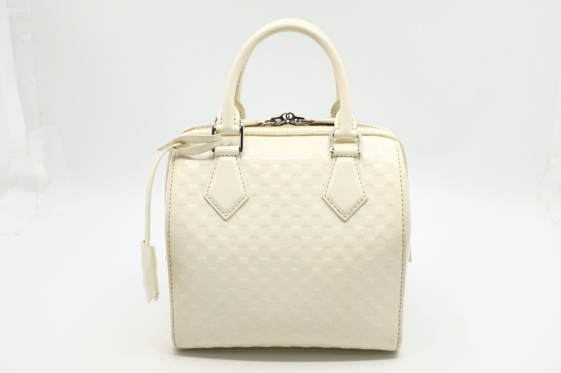 Louis Vuitton Speedy Cube Facette White Leather Damier Handbag Leather 1