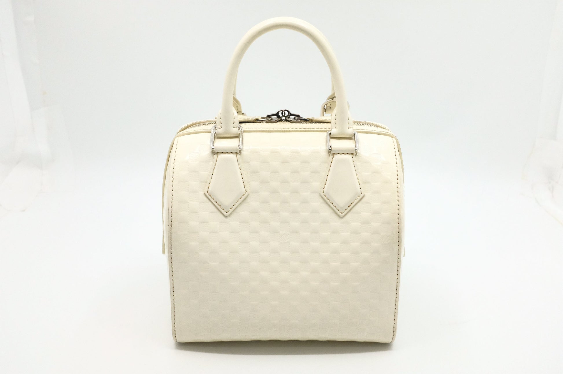 Louis Vuitton Speedy Cube Facette White Leather Damier Handbag Leather 1