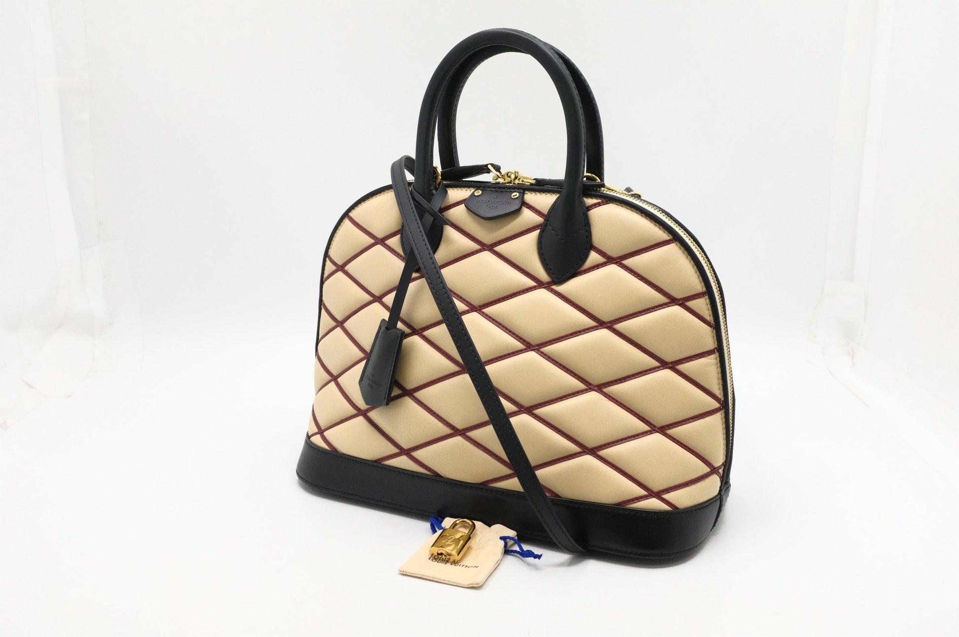 Louis Vuitton Alma Maltage Leather Beige Handbag