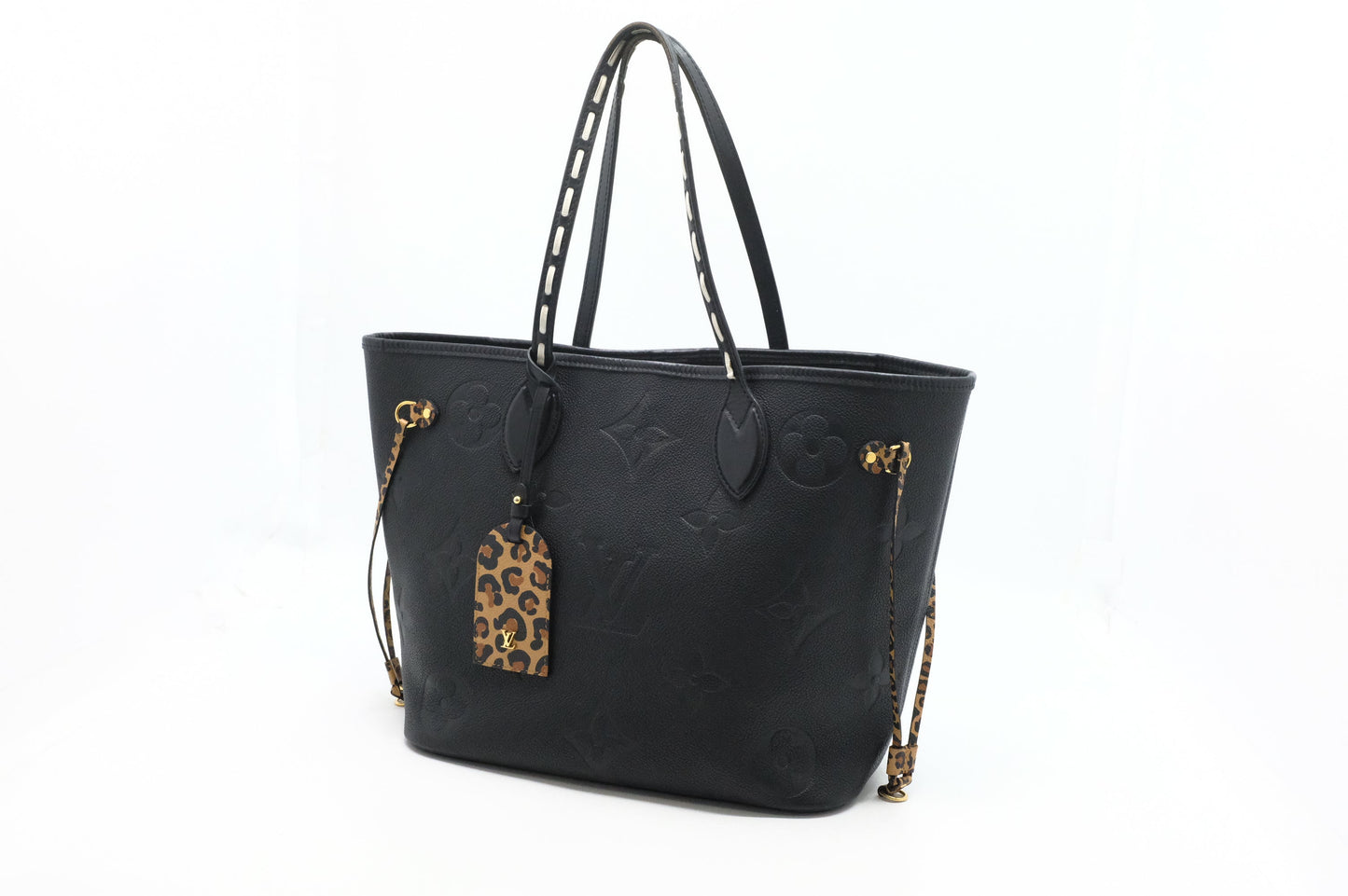Louis Vuitton Wild At Heart Neverfull Black MM Leather Empreinte Tote Bag