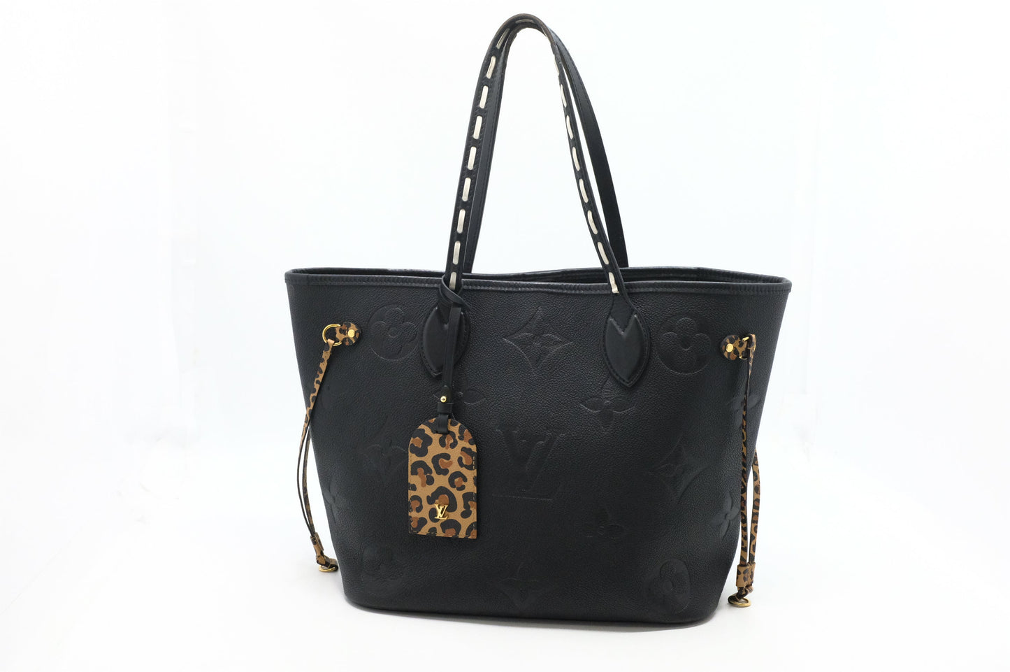 Louis Vuitton Wild At Heart Neverfull Black MM Leather Empreinte Tote Bag