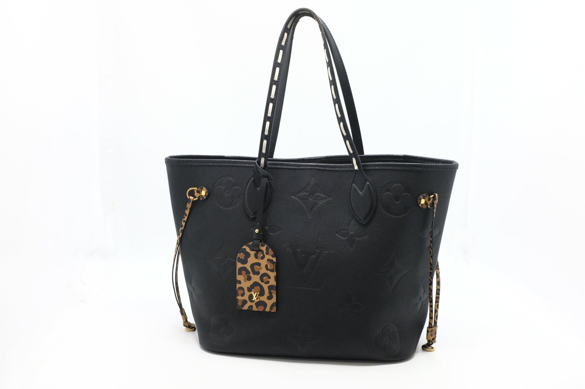 Louis Vuitton Wild At Heart Neverfull Black MM Leather Empreinte Tote Bag