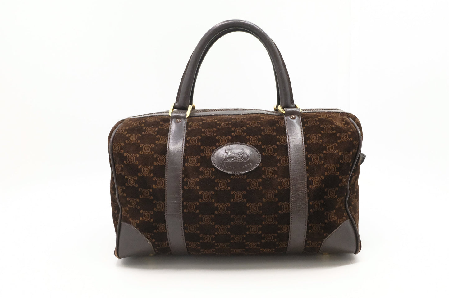 Celine Boston Bag In Suede Brown Travel Bag