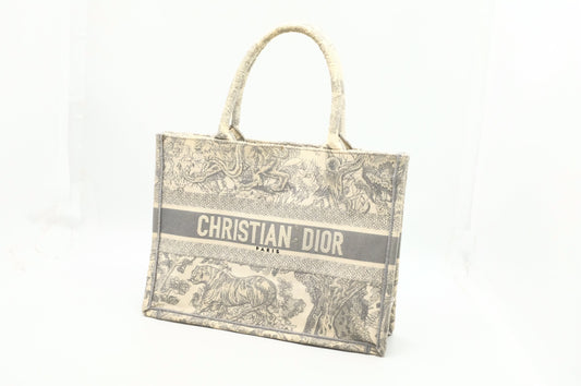 Dior Book Tote In Gray Ecru Toile De Medium Tote Bag