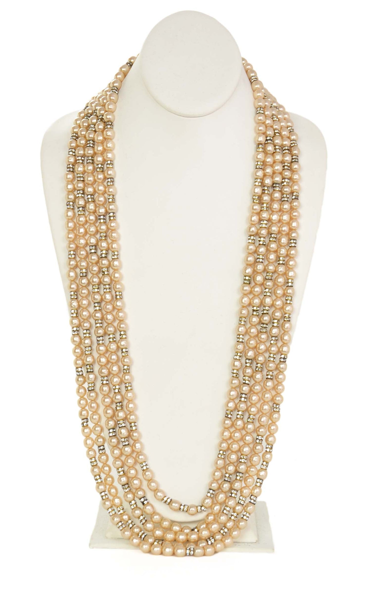 Chanel 1990S Multi-Strand Pearl & Crystal Necklace