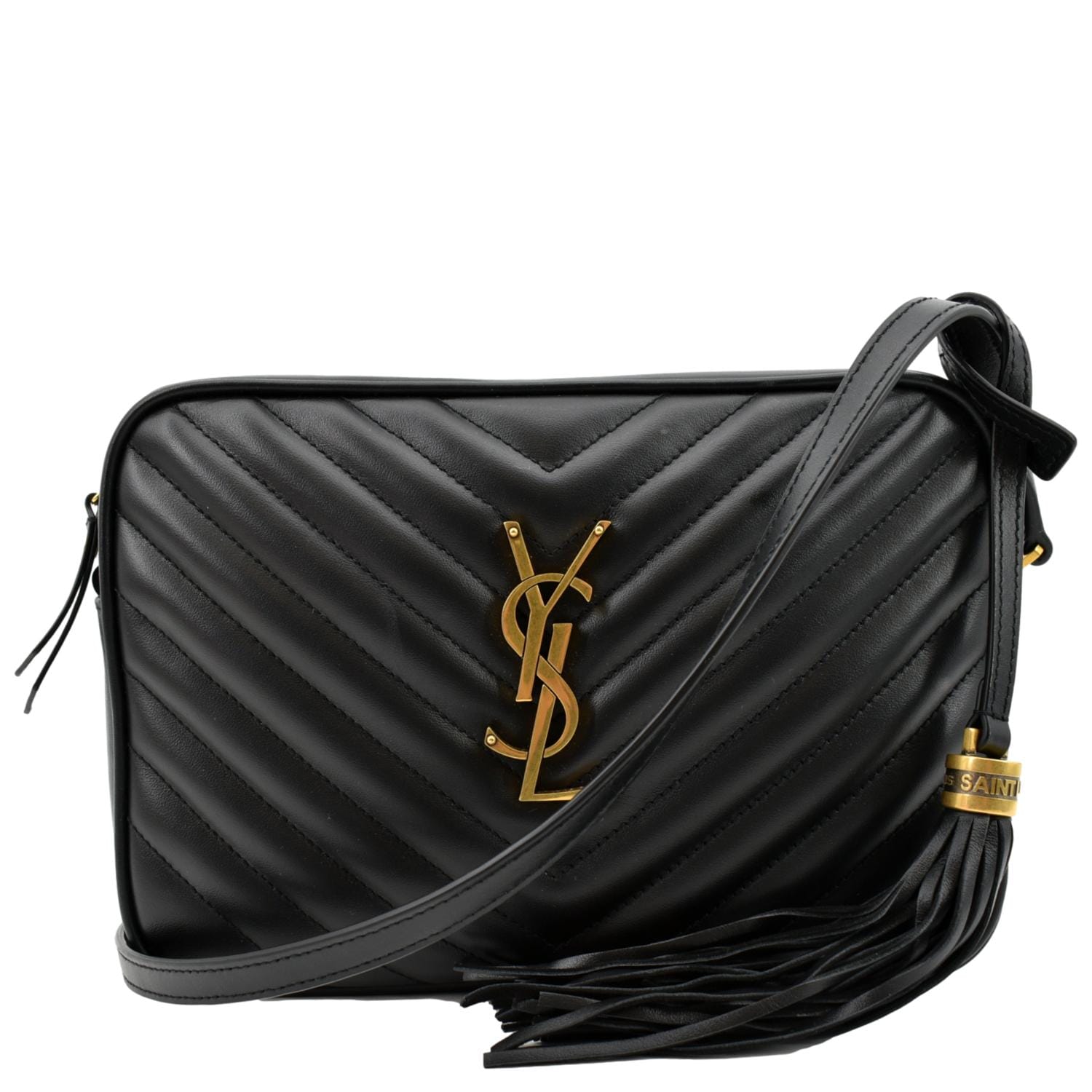 YSL Saint Laurent Yves Lou Camera Chevron Crossbody Bag Leather Black Lou Camera 2