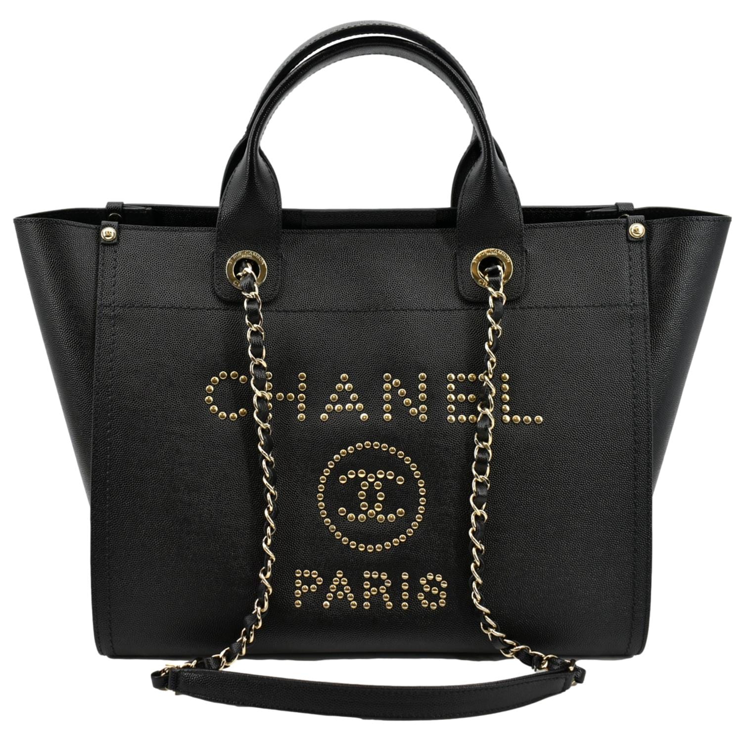 Chanel Studded Deauville Caviar - Deals Leather Black Travel Bag