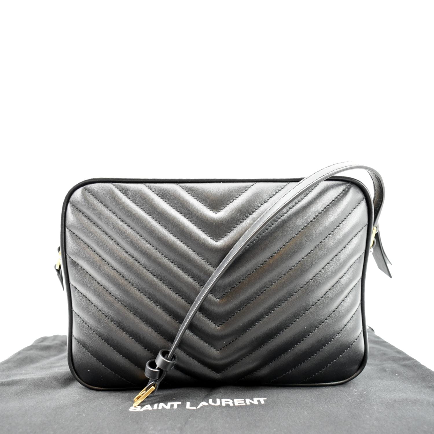 YSL Saint Laurent Yves Lou Camera Chevron Crossbody Bag Leather Black Lou Camera 2
