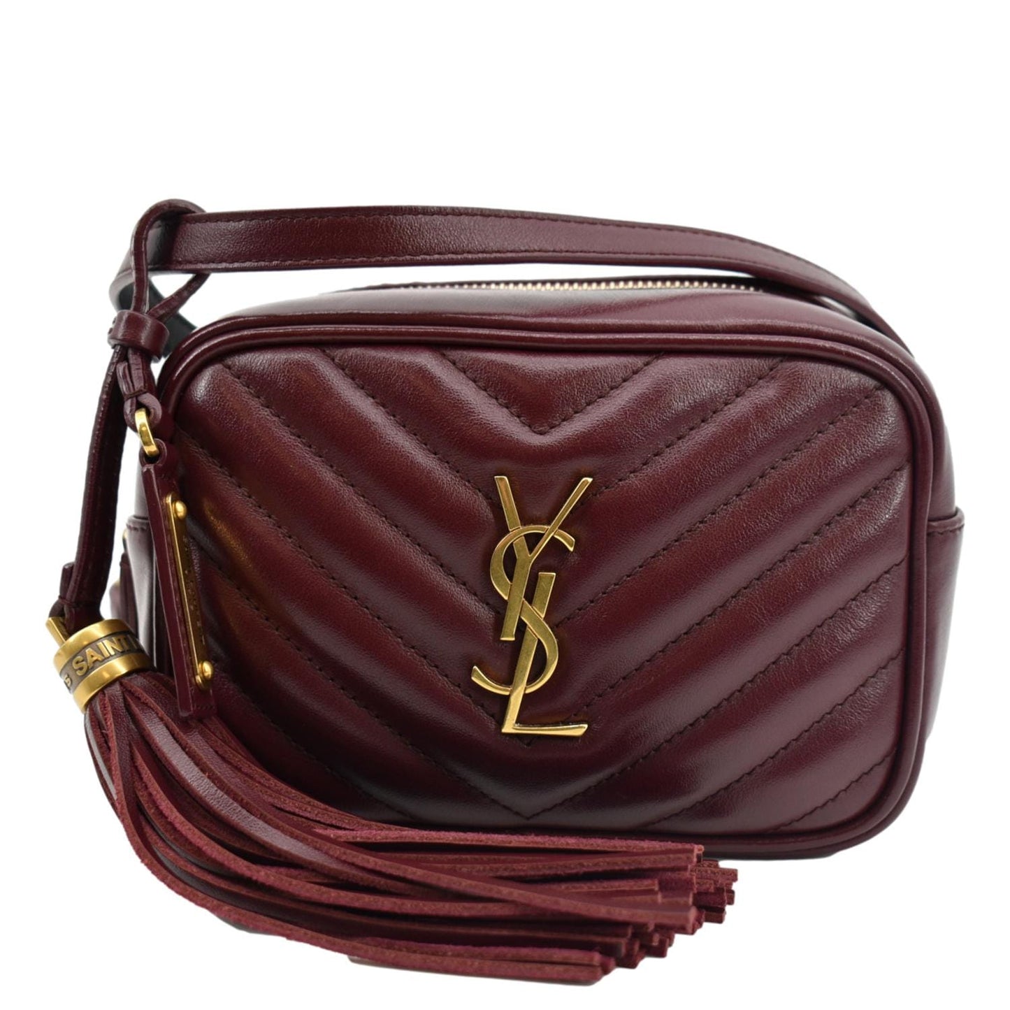 YSL Saint Laurent Yves Lou Calfskin Crossbody Belt Bag Leather Red