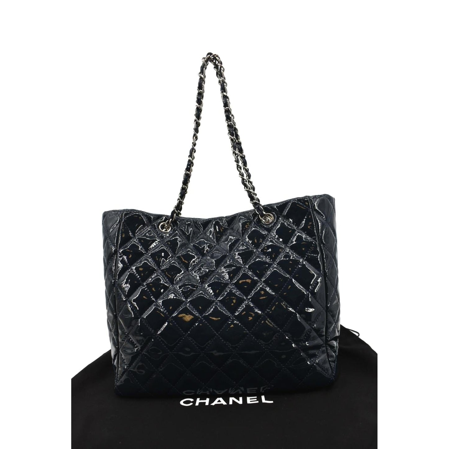 Chanel Chic Glitter Patent Leather Blue Travel Bag