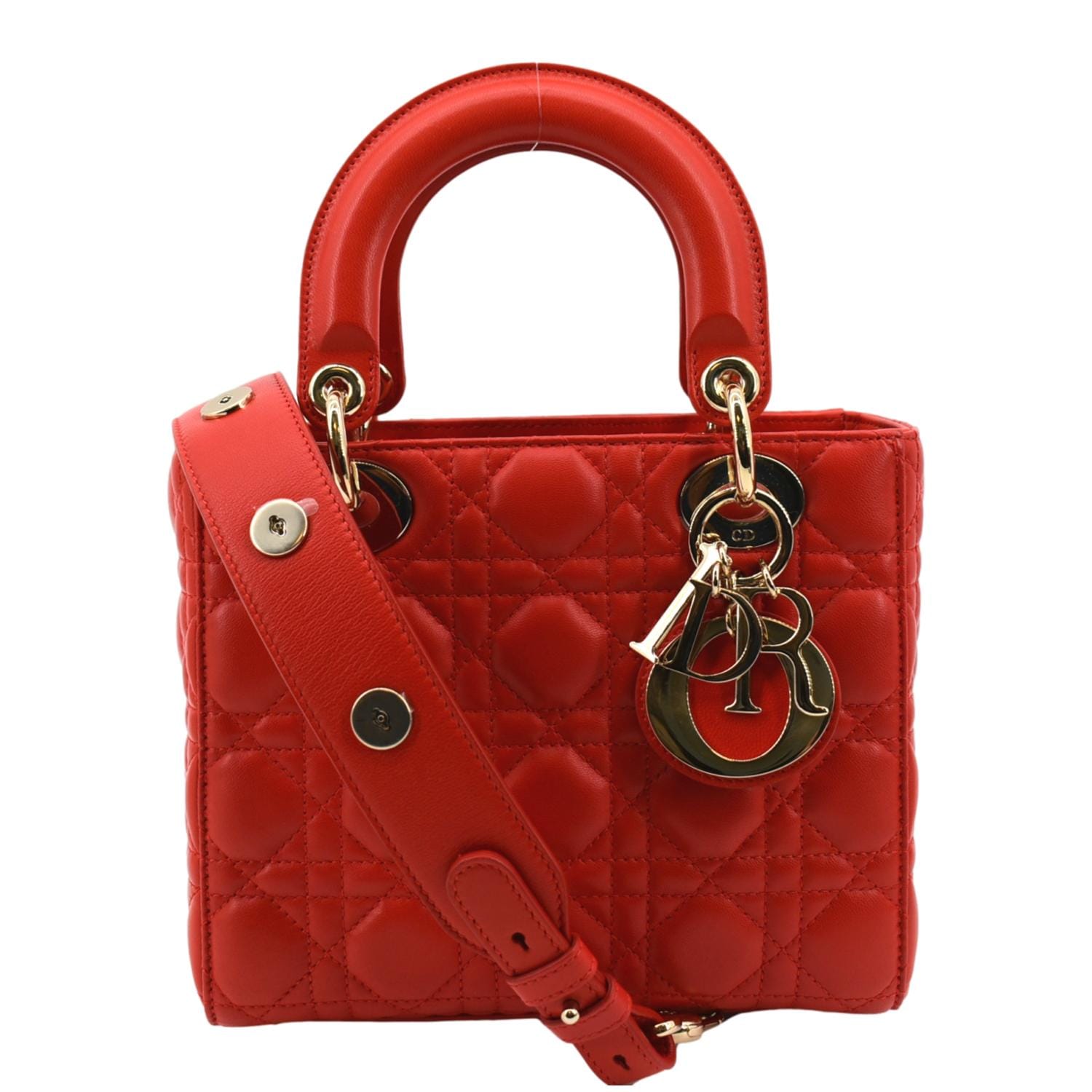 Dior My Abc Cannage Lambskin Shoulder Bag Leather Red