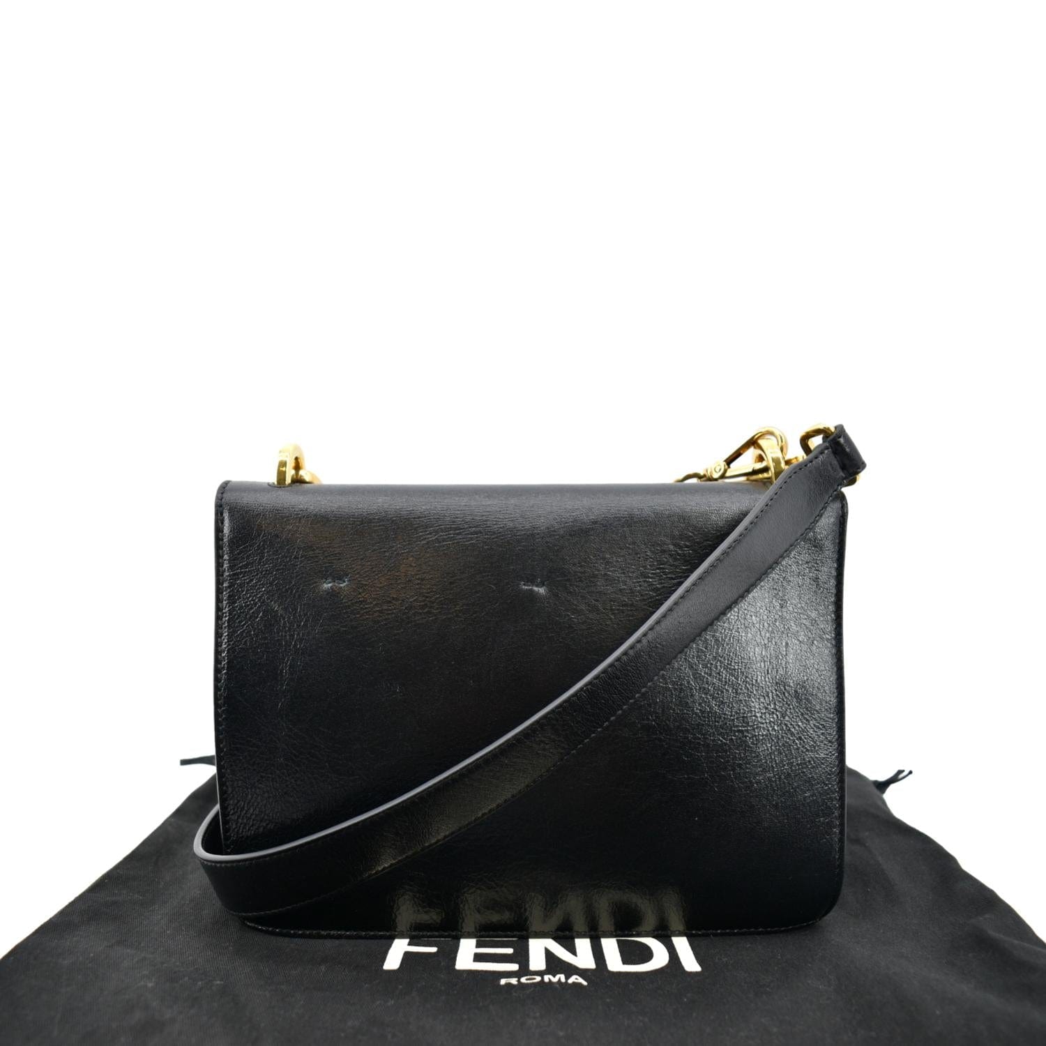 Fendi Kan Shoulder Bag Leather Black