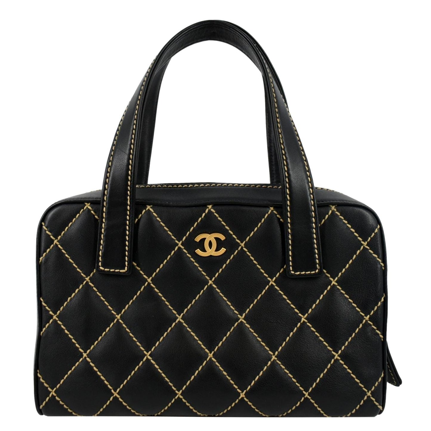 Chanel CC Wild Stitch Leather Calfskin Black Travel Bag
