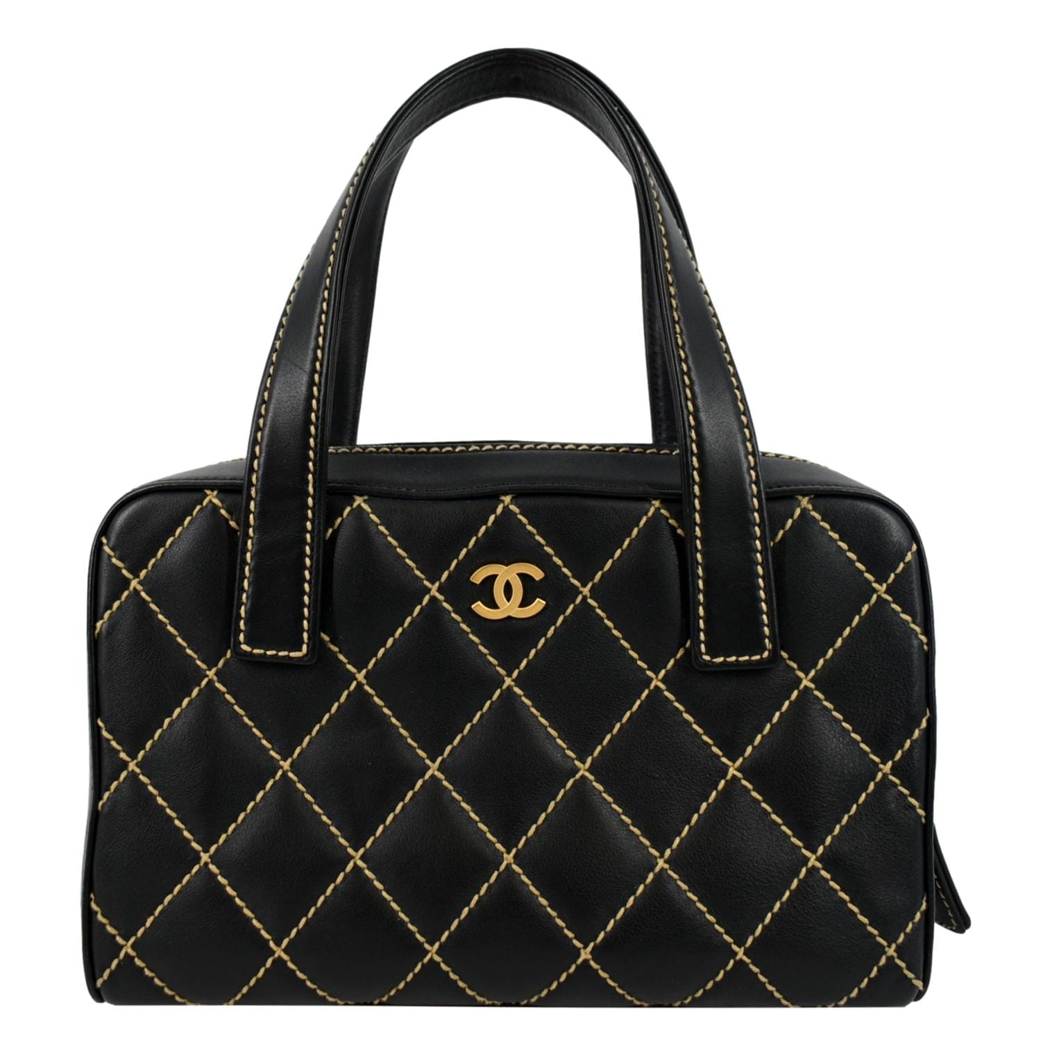 Chanel CC Wild Stitch Leather Calfskin Black Travel Bag