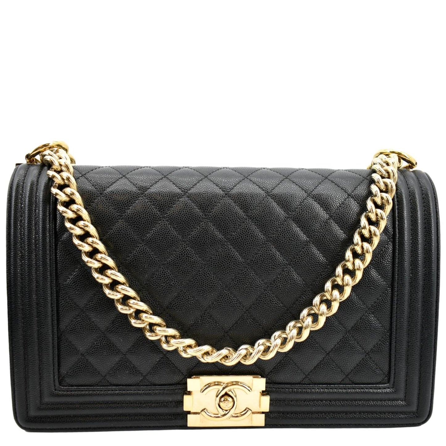 Chanel Boy New Chevron Caviar Black Travel Bag