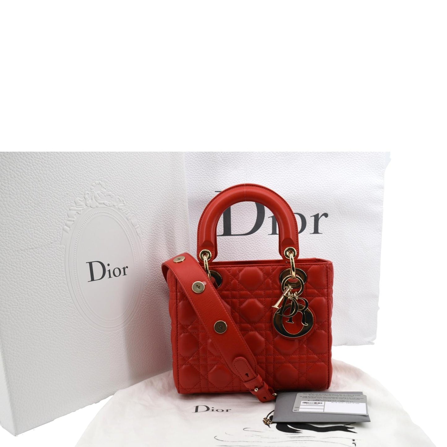 Dior My Abc Cannage Shoulder Bag Leather Lambskin Red