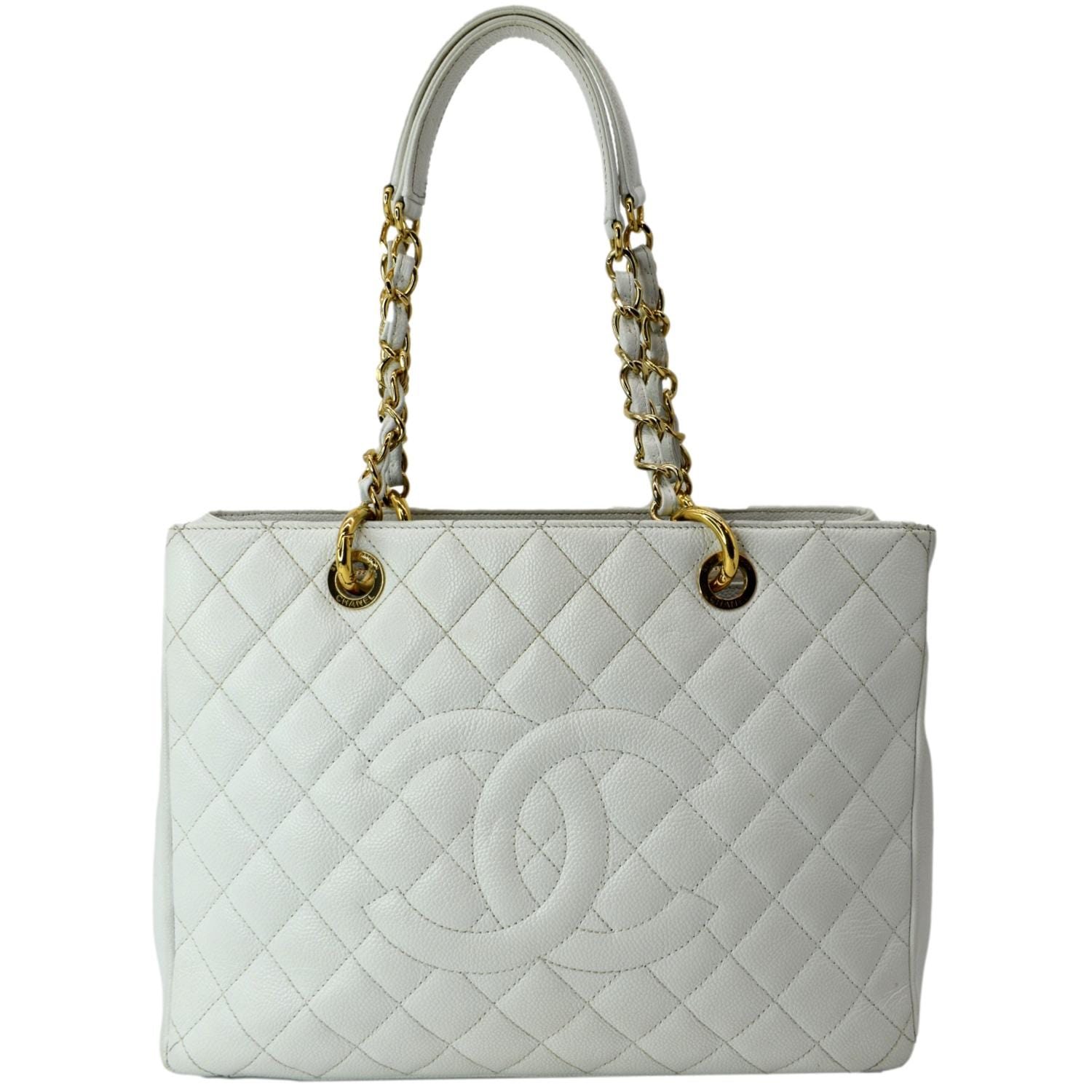 Chanel Grand Shopping GST Caviar Leather White Travel Bag