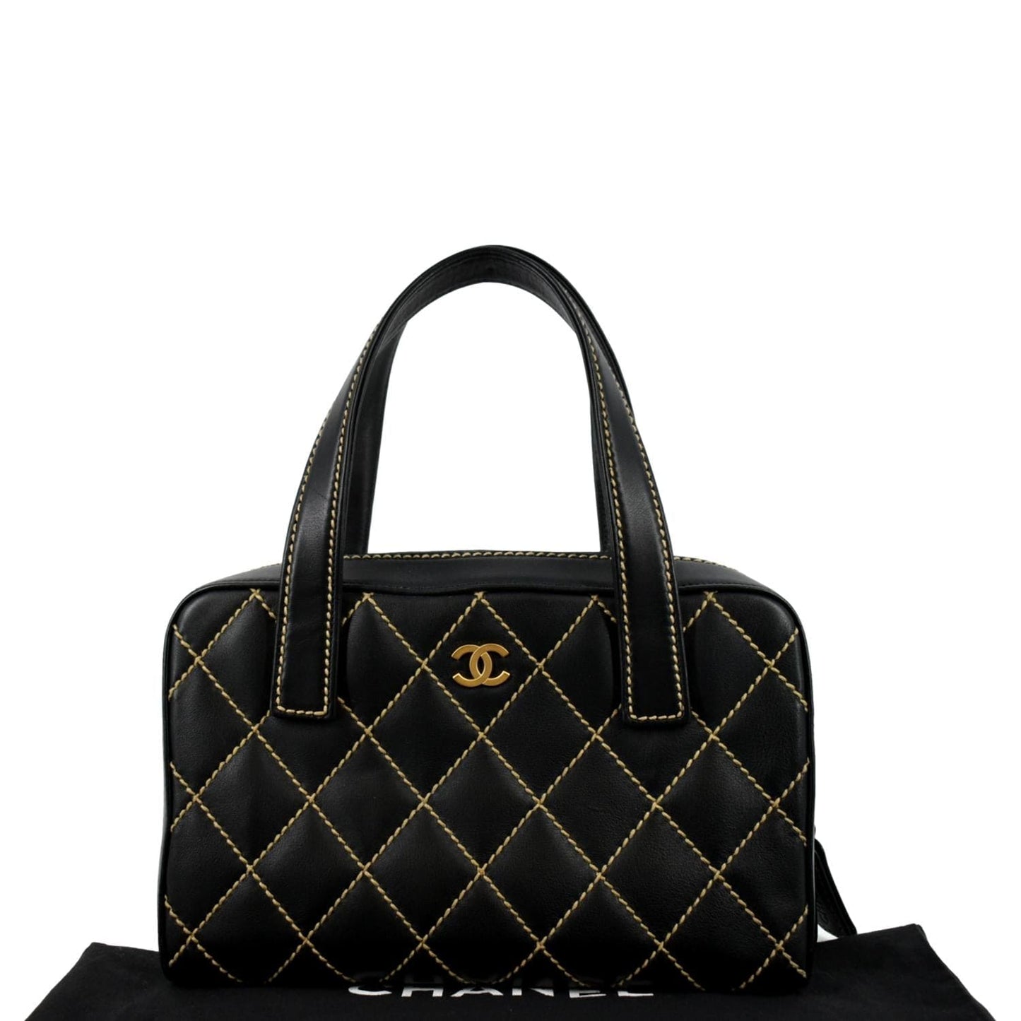 Chanel CC Wild Stitch Leather Calfskin Black Travel Bag