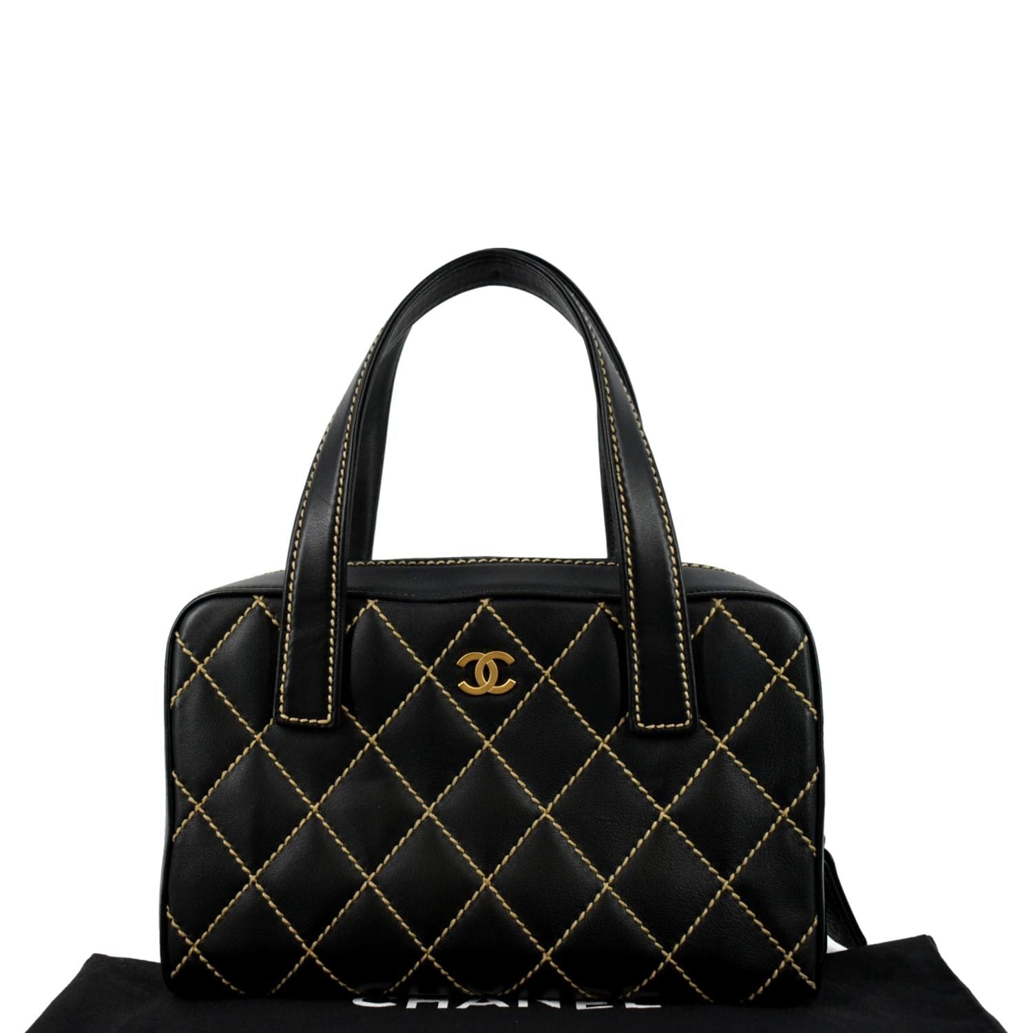 Chanel CC Wild Stitch Leather Calfskin Black Travel Bag