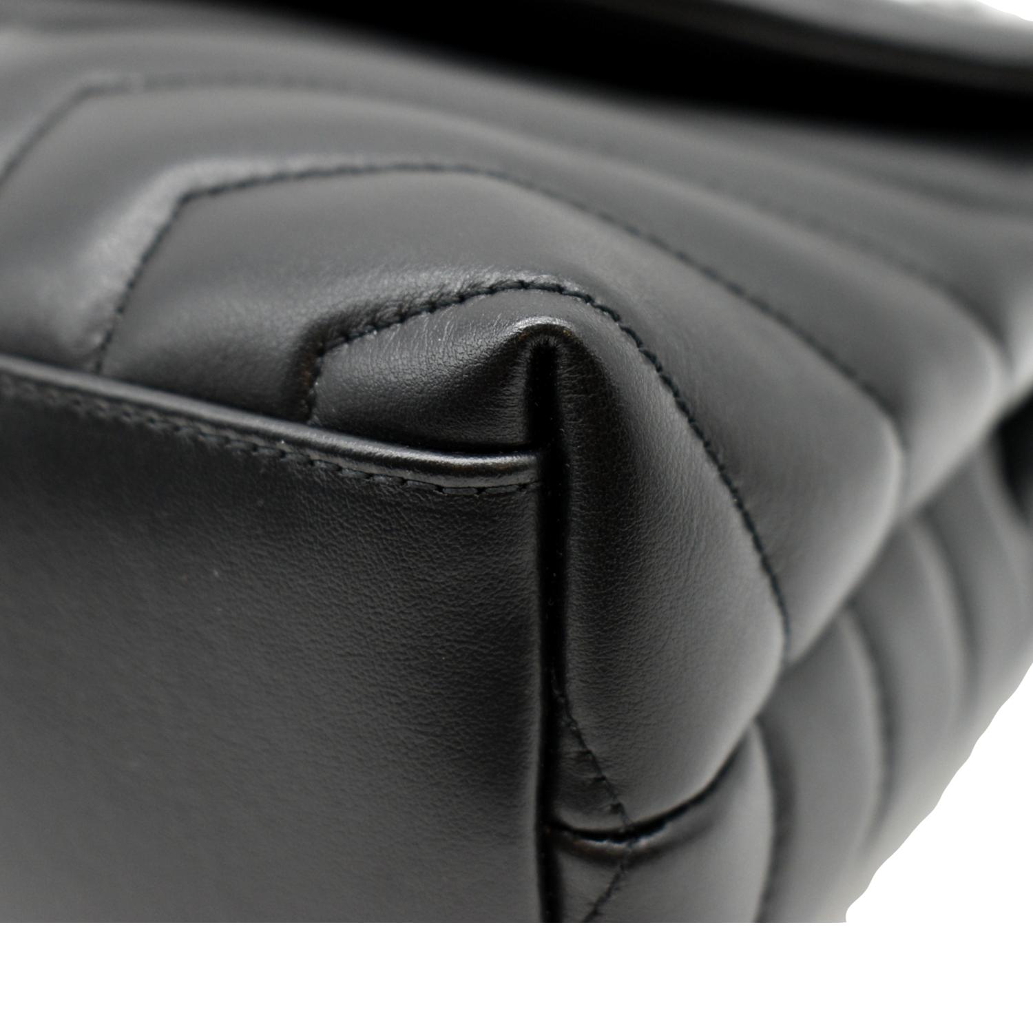 YSL Saint Laurent Yves Loulou Calfskin Shoulder Bag Leather Black Small