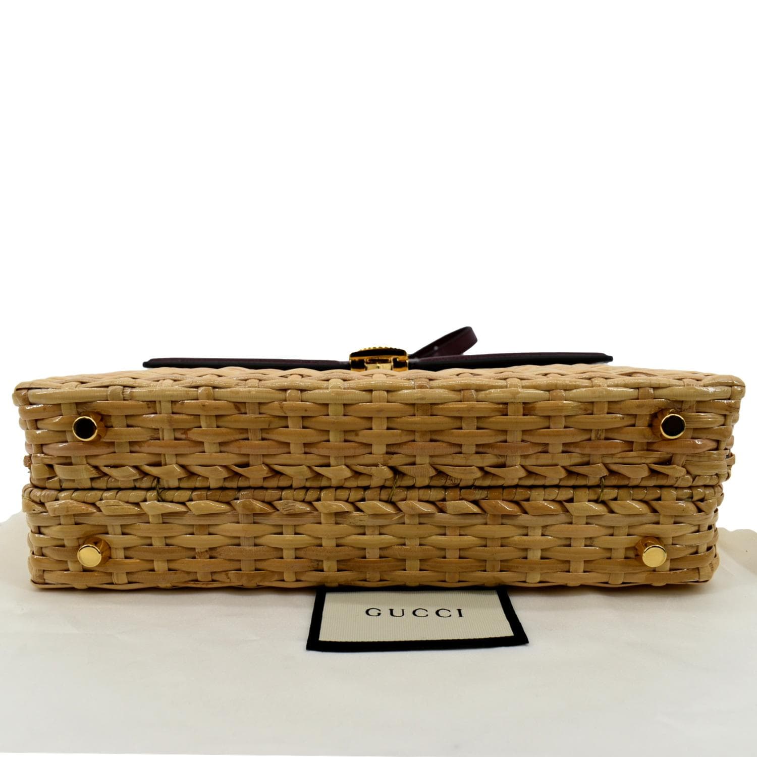 GUCCI Sylvie Wicker Leather Shoulder Bag Beige