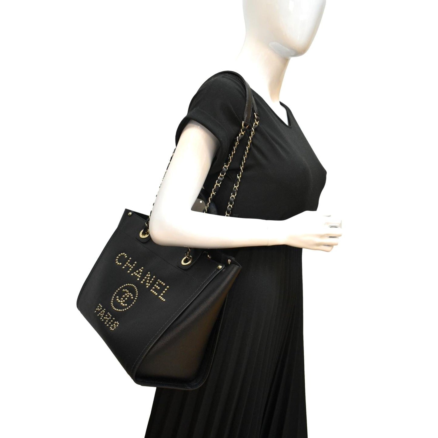 Chanel Studded Deauville Caviar - Deals Leather Black Travel Bag