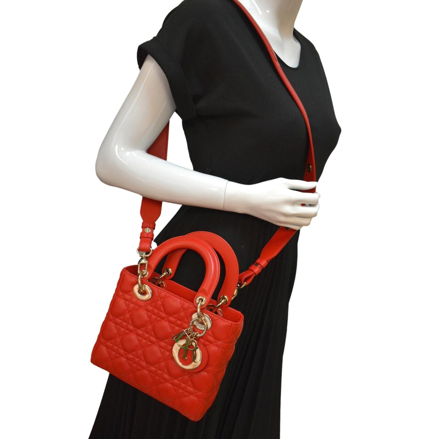 Dior My Abc Cannage Shoulder Bag Leather Lambskin Red